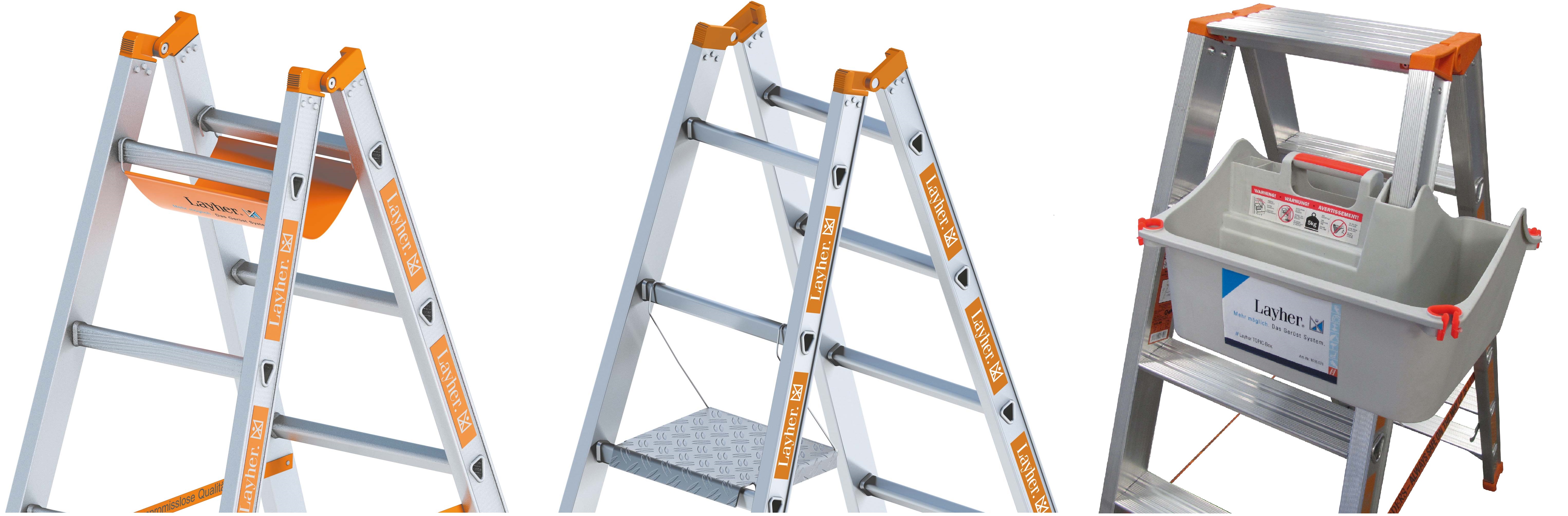 Inhaakbordes en Ladderbox voor ladder of trap