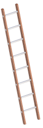Houten ladder met aluminium sporten