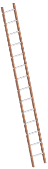 Enkele houten ladder met aluminium sporten